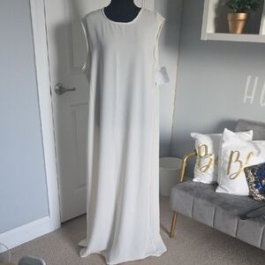 Elegant Light Cream Sleeveless Maxi Dress / Under Abaya Slip
